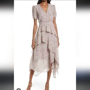 Floret Studios Maxi dress Asymmetrical Floral Dress with Ruffle Detail